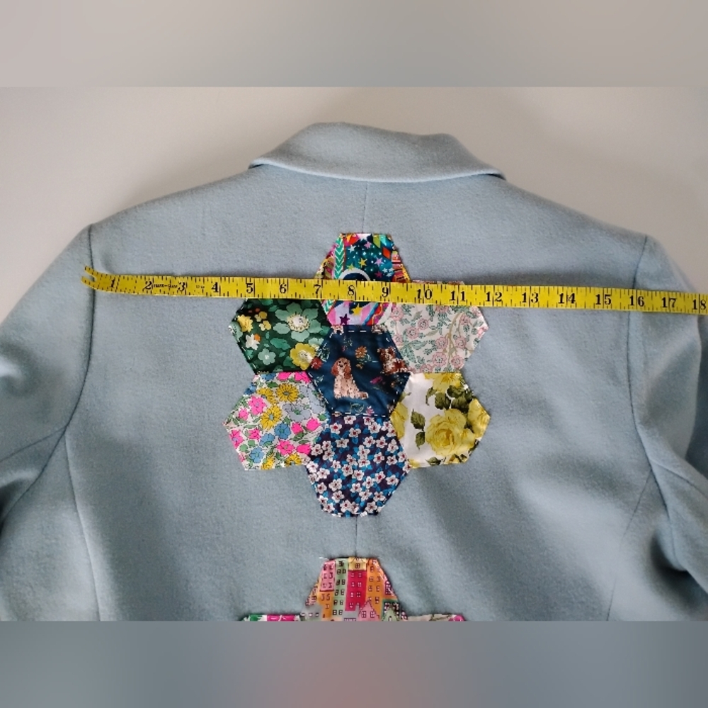 Harvé Benard Wool Cashmere Upcycled Liberty Art Fabric Patchwork Jacket Size 12P - Picture 15 of 15